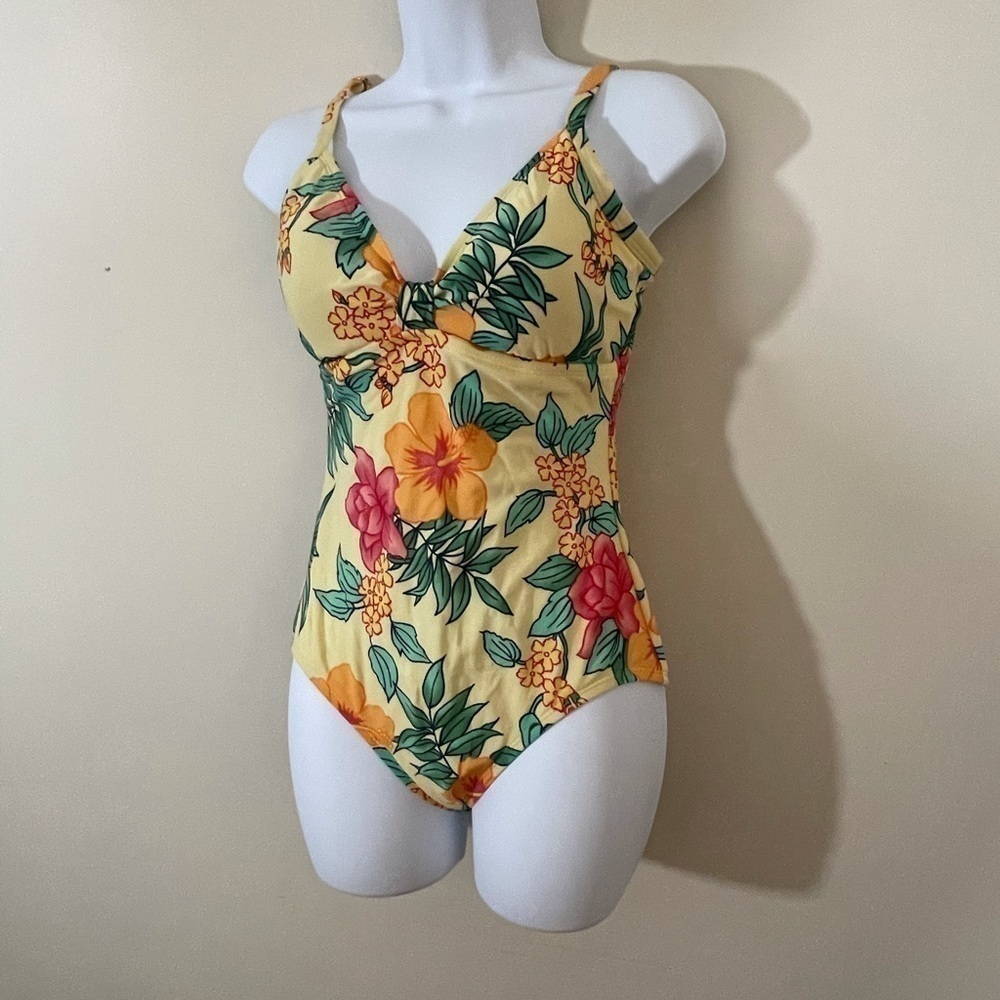 Jantzen Classic sz 10 one piece swimsuit yellow